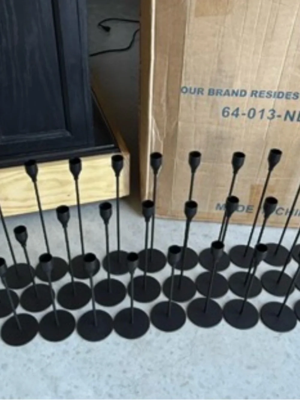 Set of Black Metal Taper Candle Holders